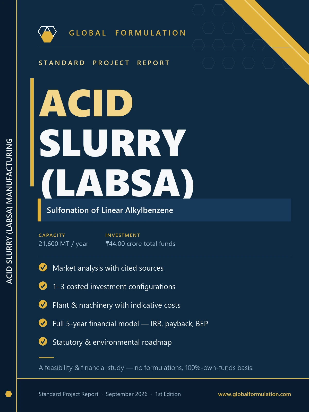 Acid Slurry (LABSA) Manufacturing — Standard Project Report