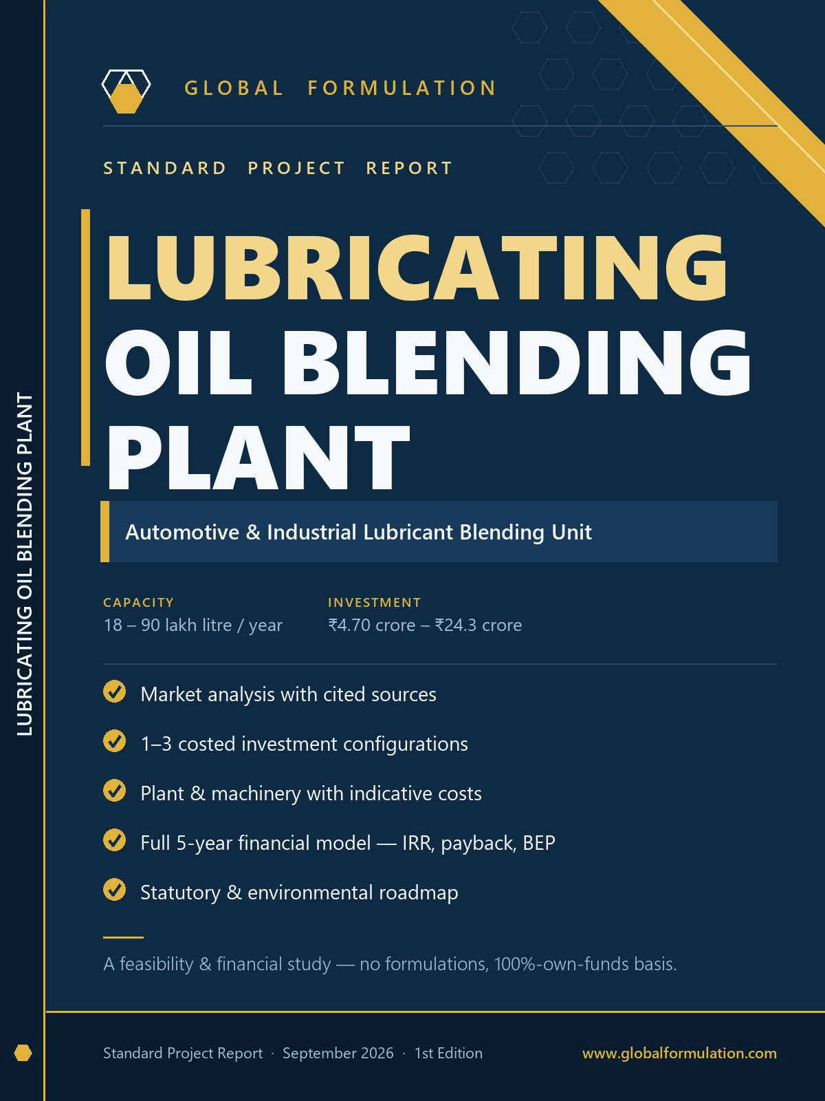 Lubricating Oil Blending Plant Manufacturing — Standard Project Report