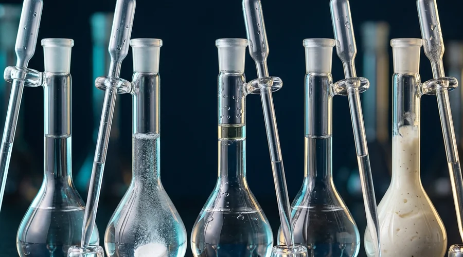 analytical method validation process diagram — volumetric flasks and pipettes arranged for standard preparation | Global Formulation