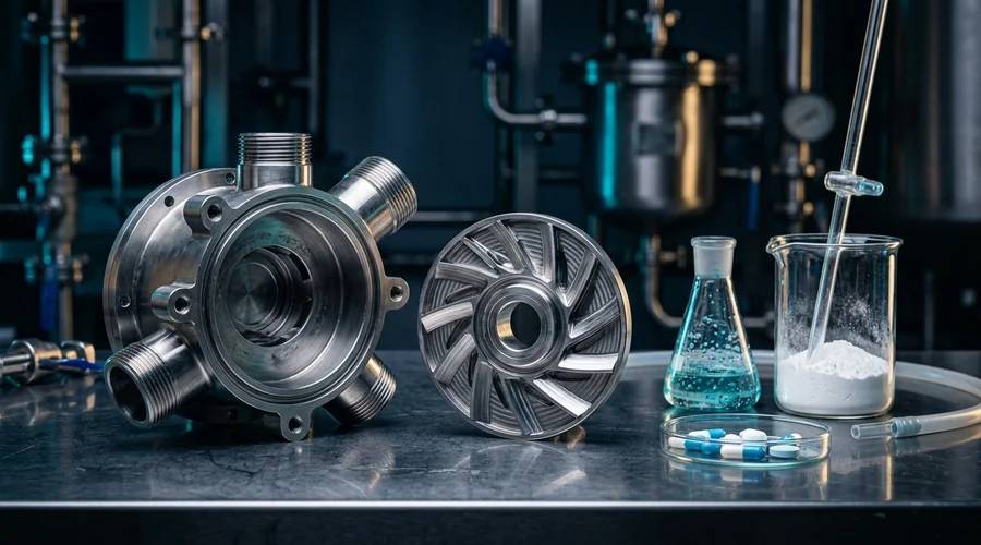 API micronization process diagram — jet mill classifier component parts on a stainless steel bench | Global Formulation