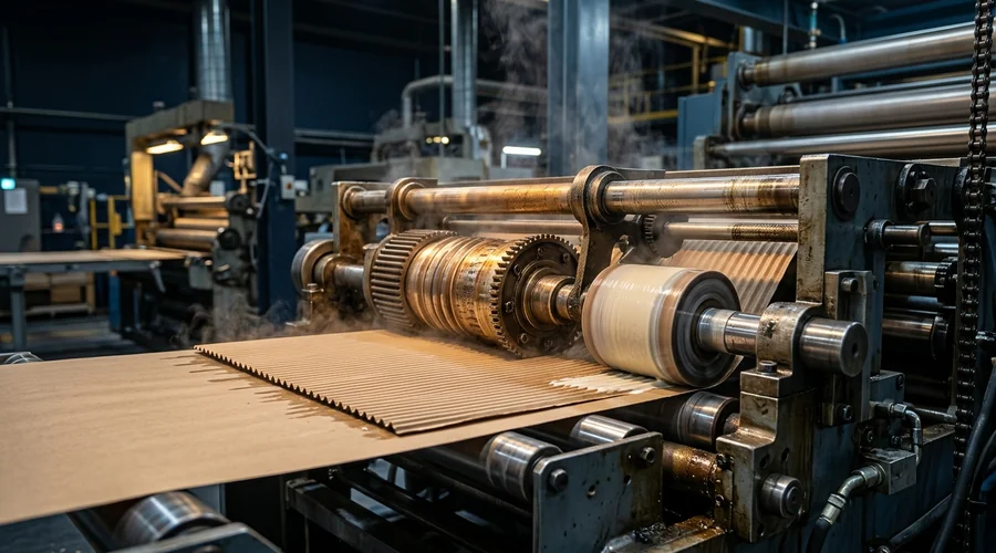 corrugated carton adhesive line — starch adhesive applied to the fluted medium at the single-facer of a corrugator bonding it to linerboard | Global Formulation