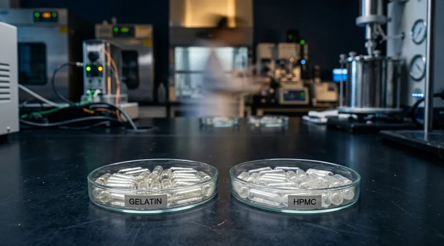 capsule shell moisture behavior comparison — hard gelatin and HPMC capsule samples in a pharmaceutical stability chamber | Global Formulation