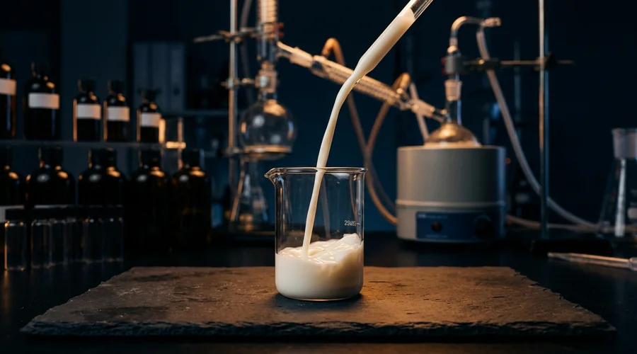 capsule suspension agrochemical comparison infographic — opaque capsule suspension being poured into a glass beaker | Global Formulation