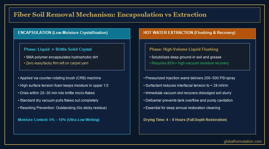 carpet shampoo foam stability — dense cleaning foam structure held in a glass beaker on a dark laboratory bench | Global Formulation
