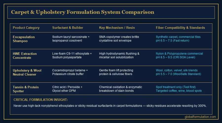 encapsulation carpet cleaning chemistry — crystallised polymer film fracturing in a glass petri dish under laboratory lighting | Global Formulation