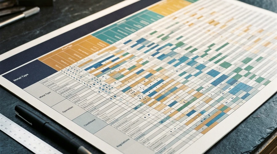 metalworking fluids selection guide infographic — operation and material matrix | Global Formulation