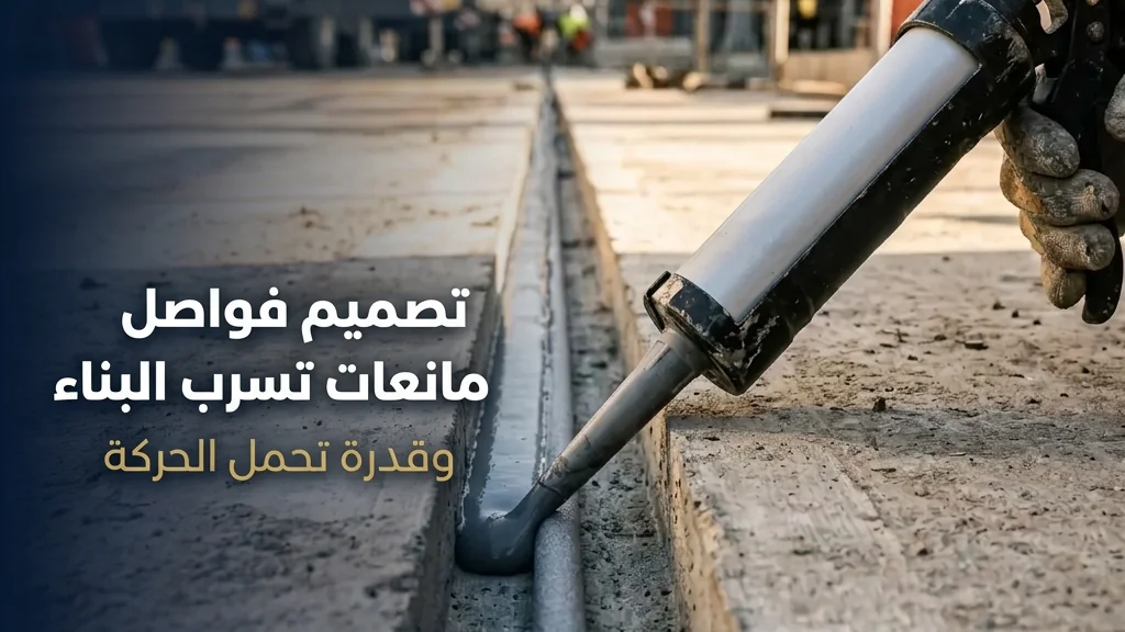 تصميم فواصل مانعات تسرب البناء — مسدس مانع التسرب يضع خطاً من المانع داخل فاصل تمدد خرساني | Global Formulation