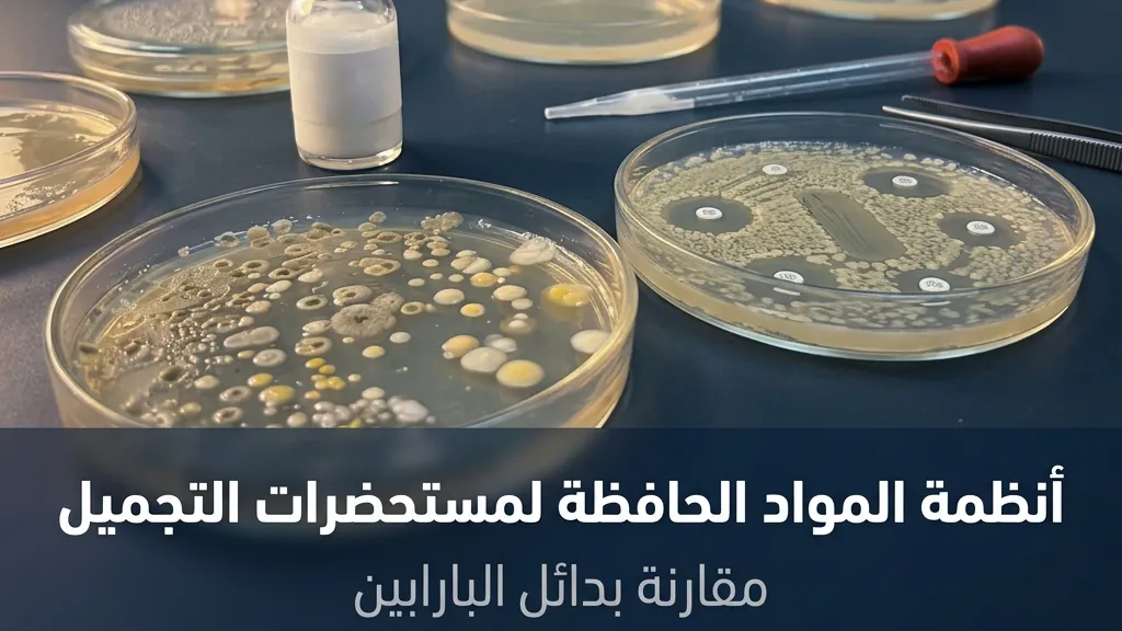 نظام المواد الحافظة لمستحضرات التجميل — أطباق بتري لاختبار تحدي المادة الحافظة مرتبة على طاولة مختبر أحياء دقيقة | Global Formulation