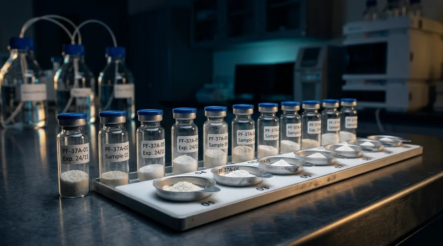 preformulation compatibility screening samples arranged in laboratory trays | Global Formulation
