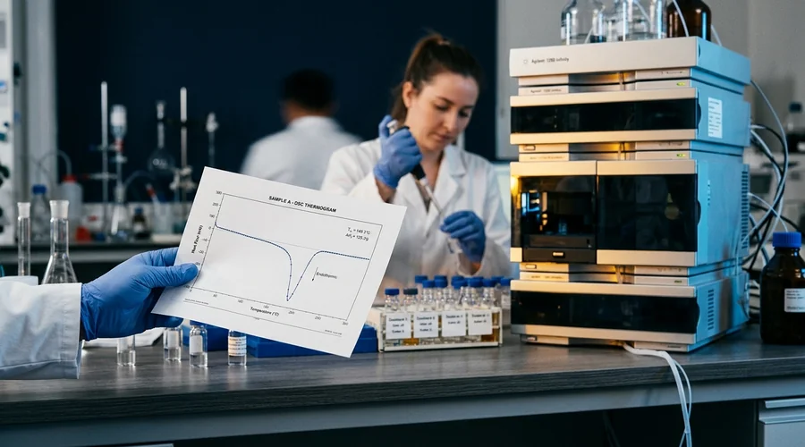 pharmaceutical compatibility study results being analyzed on a laboratory bench | Global Formulation