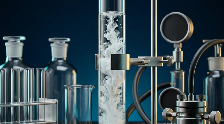 emulsion stability agrochemical process diagram — milky emulsion plume spreading through water in a tall glass measuring cylinder | Global Formulation