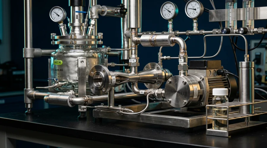 ethoxylation reactor process detail — venturi gas-liquid nozzle and circulation pump on a jacketed pilot alkoxylation skid | Global Formulation