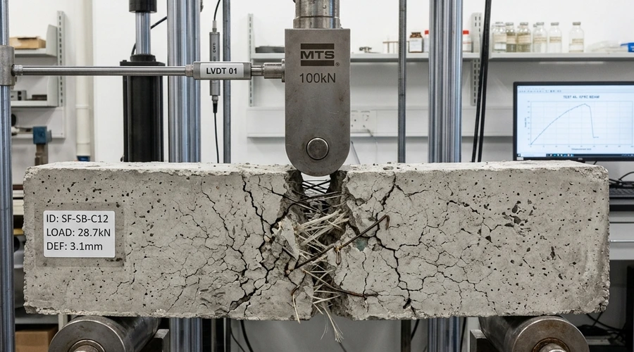 fiber reinforced concrete comparison infographic — fiber dispersion in concrete mixer close up | Global Formulation