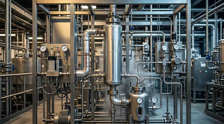 Fixed bed reactor production scene — pilot plant skid with insulated reactor tube, mass flow controller and separator | Global Formulation