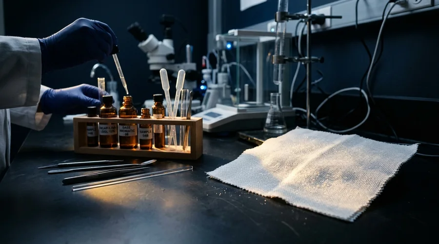fragrance encapsulation technology comparison — scent release burst test on fabric treated with encapsulated fragrance in a textile testing lab | Global Formulation