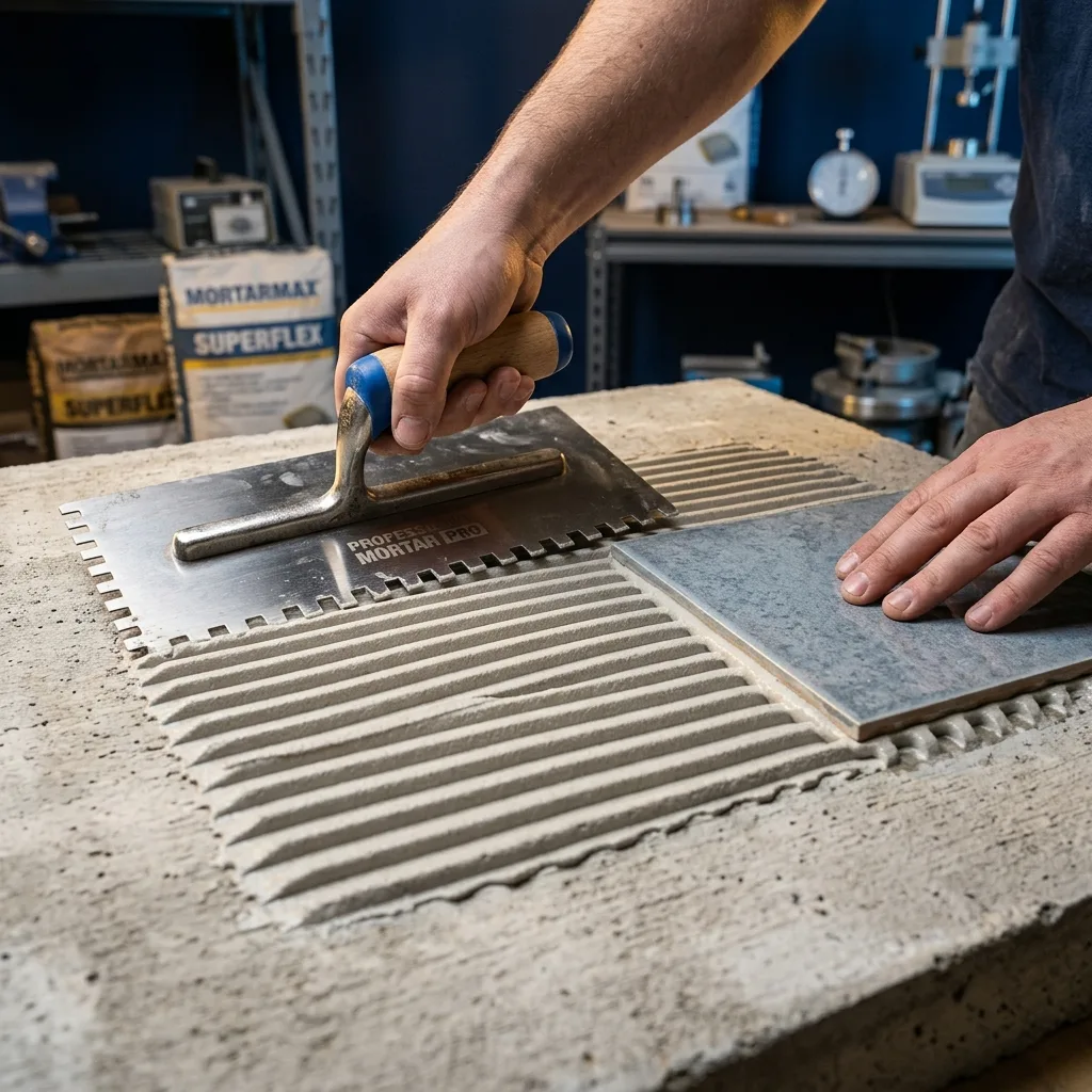 tile adhesive open time test on substrate — bond strength comparison | Global Formulation