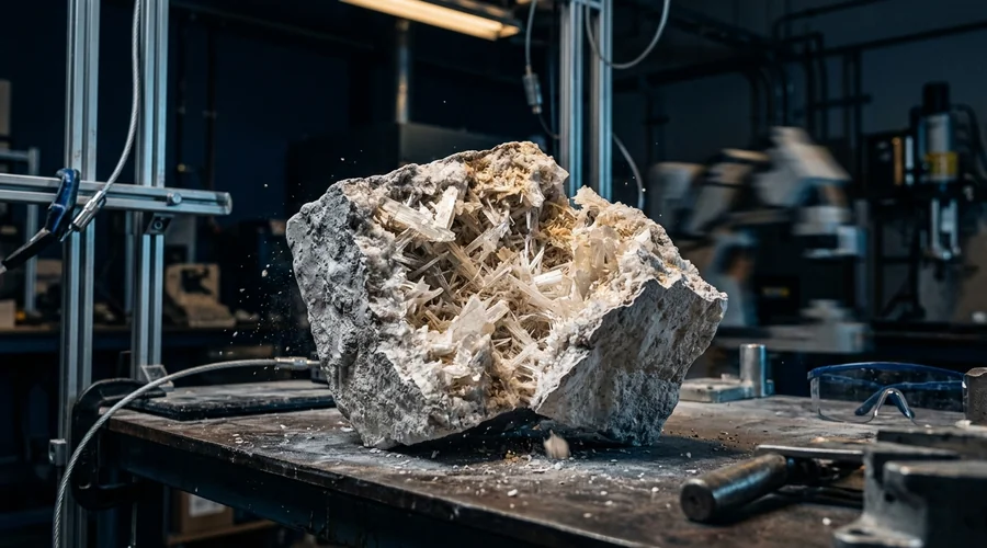 gypsum plaster formulation comparison infographic — a set gypsum plaster block broken to reveal its internal crystal structure | Global Formulation