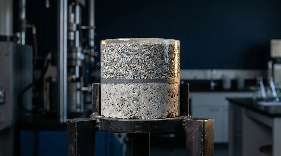 cross section of multilayer industrial floor coating system on a concrete substrate sample | Global Formulation