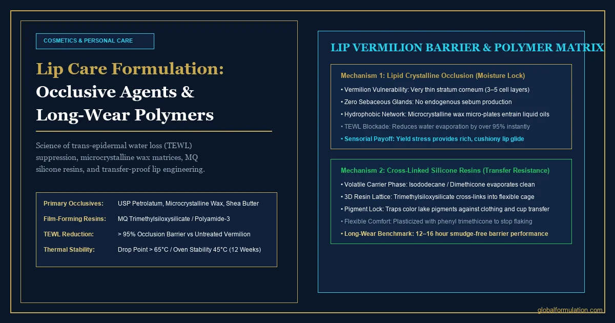 Lip Care Formulation: Occlusive Agents & Polymers