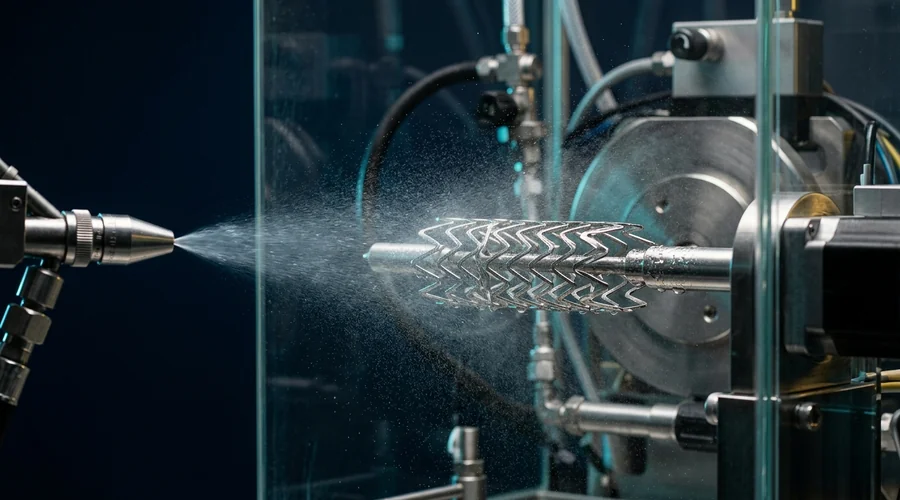medical device coating technology — drug-eluting coating being applied to a stent in a cleanroom | Global Formulation
