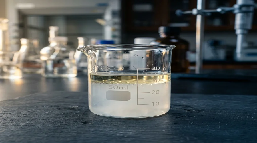 oil in water emulsion separation — layered cream emulsion in a glass beaker showing distinct oil and water phases | Global Formulation