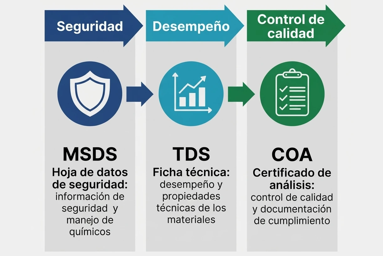 Cómo entender las MSDS, TDS y COA de los productos químicos