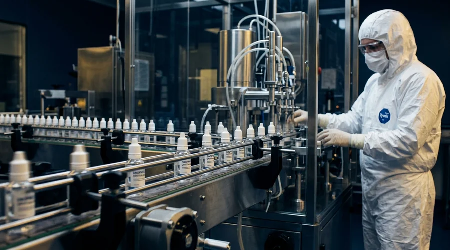 sterile filling line producing ophthalmic formulation bottles | Global Formulation