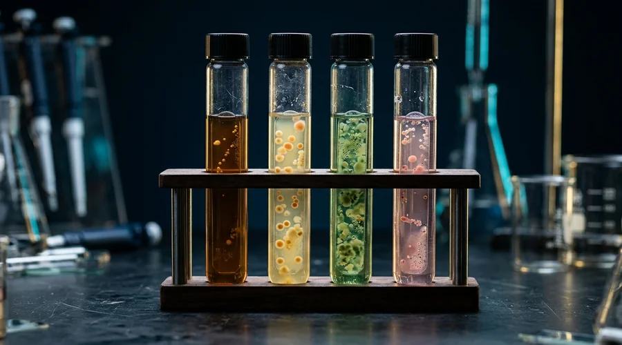 industrial water biocide process diagram — microbial dip slide paddles showing different colony densities | Global Formulation