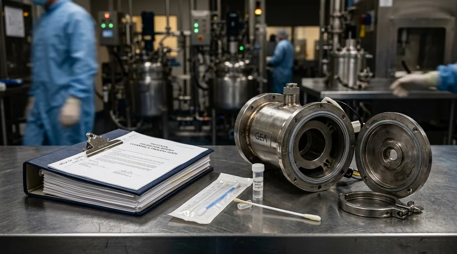 pharmaceutical equipment audit documentation and swab testing kit laid out for cleaning validation review | Global Formulation