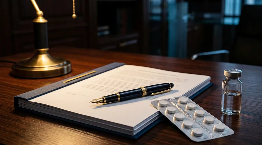 contract manufacturing agreement documents with a pen and pharmaceutical blister pack on a desk | Global Formulation