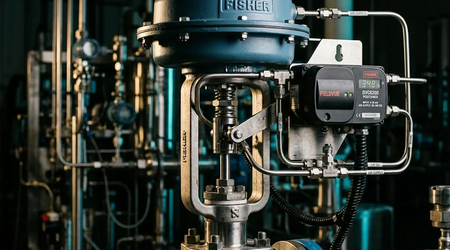PID tuning process detail — control valve actuator with digital positioner, stem and packing gland | Global Formulation