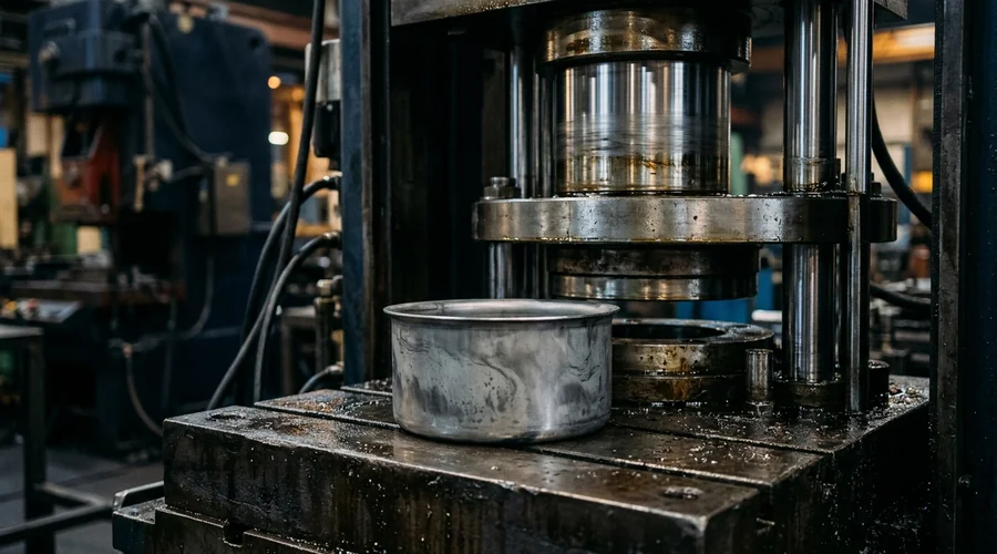 metal forming lubricant film — a deep-drawn steel cup on a press tool with a film of drawing compound on its surface | Global Formulation infographic