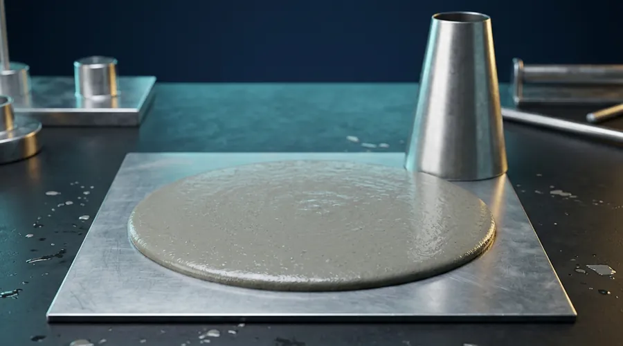 self compacting concrete admixture process diagram — slump flow spread test of self compacting concrete on a steel plate | Global Formulation