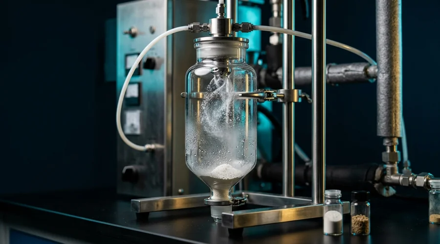 spray drying pharmaceutical process diagram — laboratory spray dryer with an atomiser nozzle and drying chamber | Global Formulation