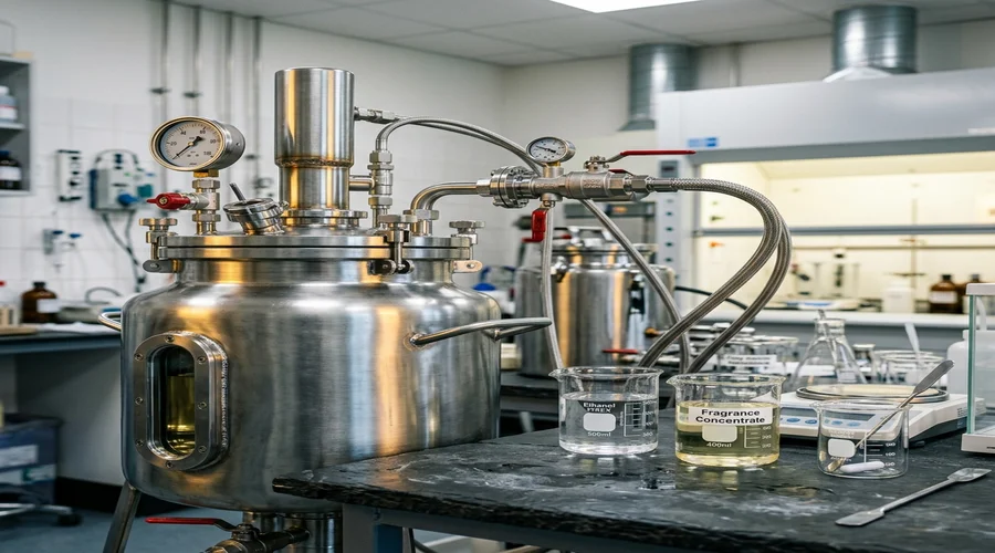 air freshener aerosol production process — fragrance concentrate and ethanol raw material in a ventilated aerosol concentrate preparation area | Global Formulation
