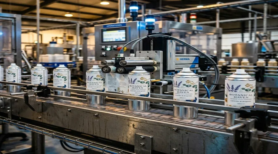 insecticide aerosol manufacturing business equipment setup — insecticide aerosol cans on a filling line with propellant crimping station in a manufacturing facility | Global Formulation