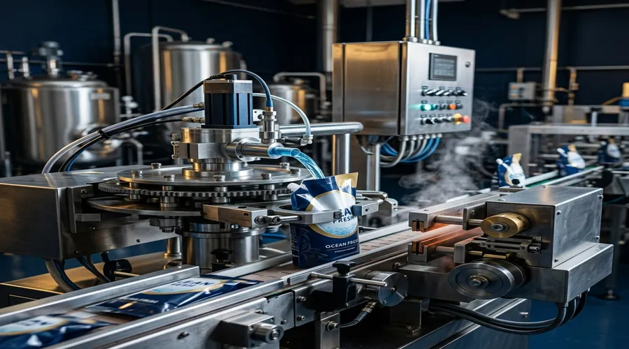 laundry detergent equipment setup — laundry detergent pouch filling and sealing machine in a small FMCG production unit | Global Formulation