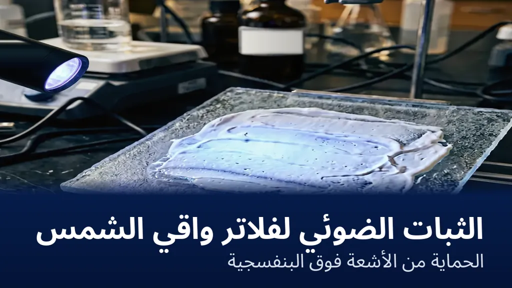 الثبات الضوئي لفلاتر واقي الشمس — لطخة لوشن واقي شمس تتألق تحت مصباح UV مخبري | Global Formulation