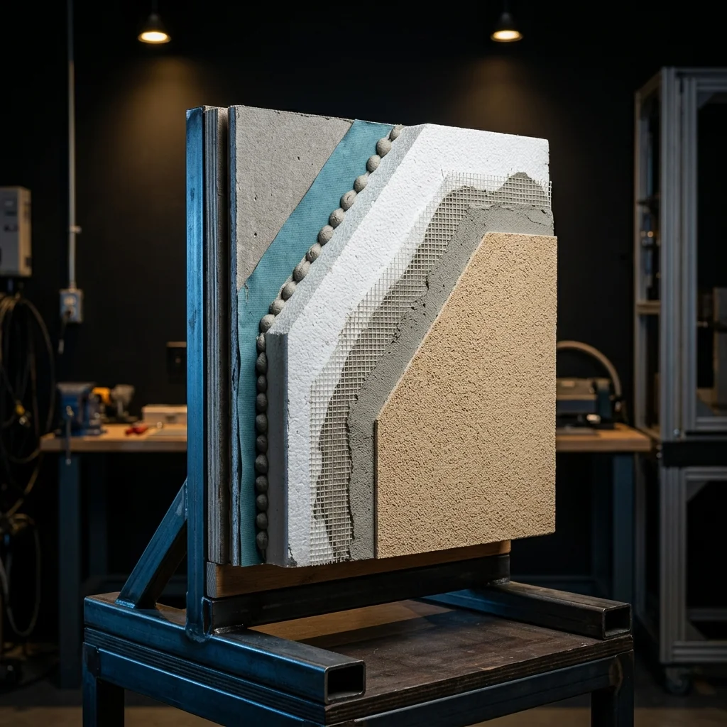 EIFS system cross section — texture coating layers diagram | Global Formulation