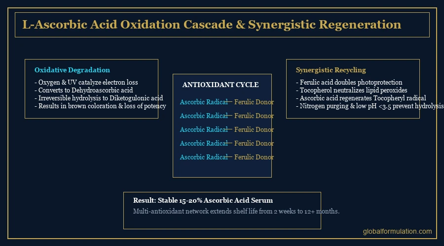 ascorbic acid stability pH chart shown across laboratory glassware | Global Formulation diagram