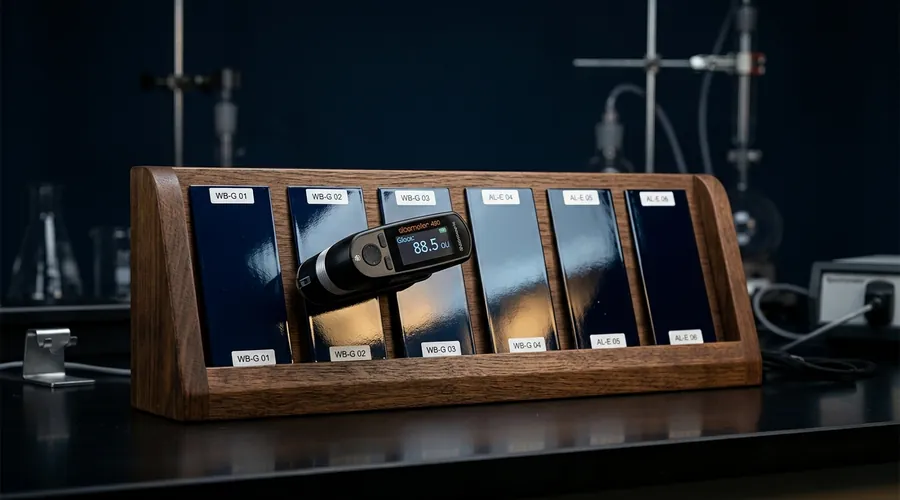 Water-based enamel paint gloss level comparison across test panels | Global Formulation