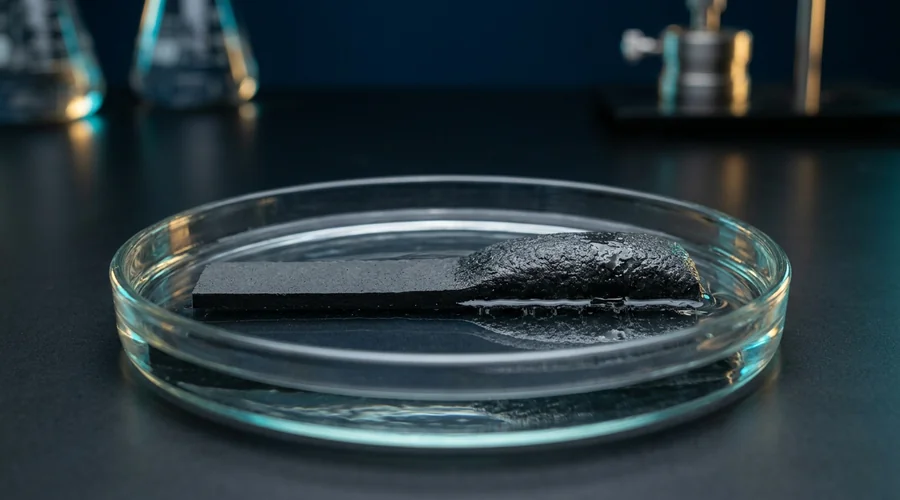 waterstop construction joint process diagram — hydrophilic waterstop strip swelling in a glass dish of water | Global Formulation
